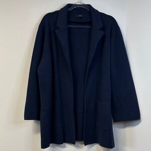 J. Crew Navy Wool Blend Open-Front Longline Cardigan Women’s Plus 2X